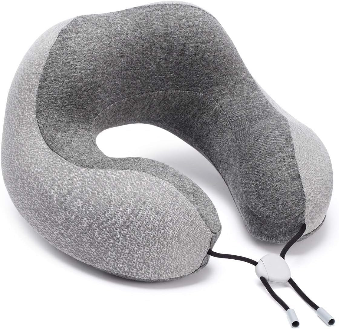 Memory Foam Travel Pillow –Neck Pillow, Ideal for Airplane Travel – Comfortable and Lightweight – Improved Support Design – Machine Washable Cover – Must-Have Travel Accessories